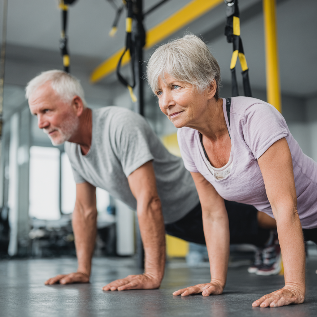 Older adults demonstrating improved mobility and strength through consistent training